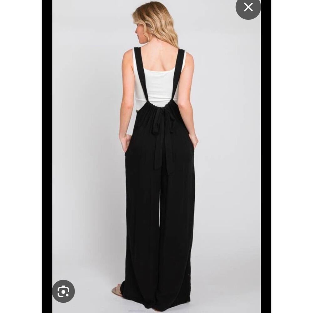 Final Touch Washed Woven Solid Suspender Style Jumpsuit Small - Picture 10 of 10